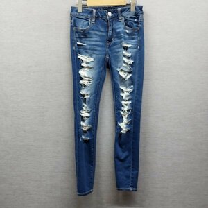 F46 AMERICAN EAGLE OUTFITTERS アメリカンイーグルアウトフィッターズ デニム パンツ ストレッチ スキニー インディゴ ブルー US0