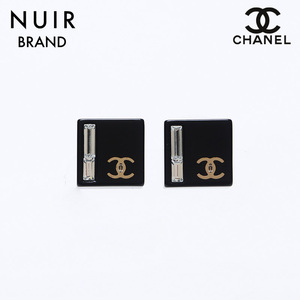 シャネル CHANEL ピアス 07A スクエア ココマーク ブラック