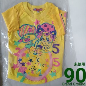 新品【Grand Ground】90 サイズ3 シャツ Tシャツ 半袖 グラグラ 138021 黄色 コットン 綿 グランドスラム 男女兼用 夏 お揃い リンクコーデ