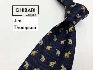 【超美品】Jim Thompson　ジムトンプソン　ゾウさん柄 ネクタイ 3本以上 送料無料 メンズ ネイビー　0201123