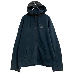 NIKE ロゴスウェット パーカー M ブラック ナイキ スポーツ ジップアップ ポケット 古着卸 アメリカ仕入 a612-6299