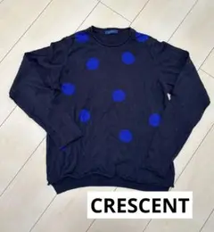 CRECENT ネイビー ドット柄 長袖トップス