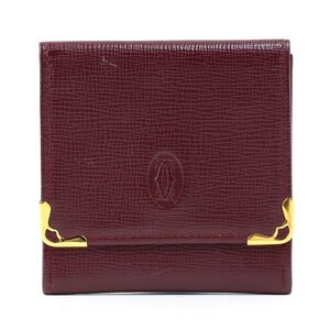 Cartier カルティエ マストライン L3000158 コインケース 小銭入れ ゴールド金具 レザー ボルドー #32933YR