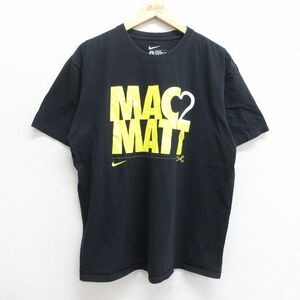 XL/古着 ナイキ NIKE 半袖 ブランド Tシャツ メンズ ワンポイントロゴ MACMATT コットン クルーネック 黒 ブラック 23jun03 中古