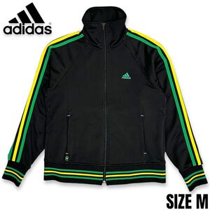 稀少■ adidas (アディダス) 3本ライン トラック トップ ジャージ 黒緑黄 (ブラック/グリーン/イエロー) M [703436] 2005年製 ジャマイカ