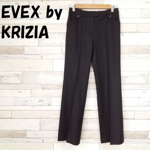 【人気】EVEX by KRIZIA/エヴェックス バイ クリツィア センタープレスパンツ シャドーストライプ チャコールグレー 38 レディース/9607