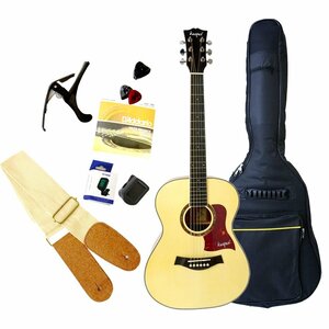 Kaspal ミニギター アコギ マホガニー コンパクト アコースティックギター 弦 初心者 子供用 女性用 男性用 ナチュラル GT360N