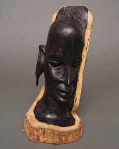 アフリカ　タンザニア　黒檀彫刻　頭像　人形　No.12　木彫り　一刀彫　マコンデ　アフリカンアート　彫刻　アフリカ雑貨