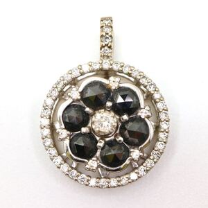 可動式!!1円〜!!《K18 天然ブラックダイヤモンド/天然ダイヤモンドペンダントトップ》J 約3.9g jewelry diamond ジュエリー ED3/ED6 E112