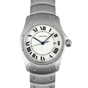 カルティエ Cartier サントス クーガー MM 腕時計 クォーツ ホワイト文字盤 SS ボーイズ