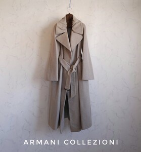 超高級 新品同様 Armani Collezioni セレブ御用達本場一級品イタリア製ガウンコート アルマーニ コレツィオーニ ベルテッドスタイル 