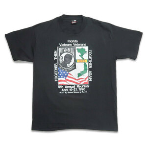 古着 90年代 USA製 フルーツオブザルーム POW MIA プリントTシャツ ブラック 星条旗 バックプリント 表記：L　gd402846n w40609