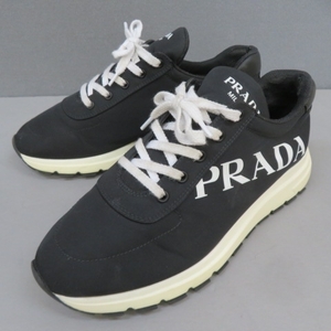 RKO309★PRADA プラダ ロゴ　ローカットスニーカー　黒 8 1/2 2EG 363★A