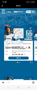 9/6(金)日本ハムVSオリックス .エスコン.ペアチケット♪セブン-イレブン.ブルペンシート レフト側.Sec.142.12列.7番～12番 ２枚