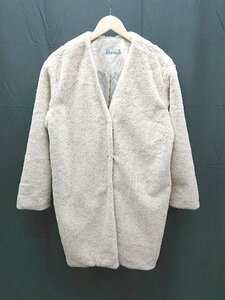 ◇ 美品 NIKO AND... ファー サラフワ起毛 スナップ釦 ノーカラー 通勤 長袖 コート サイズ3 ベージュ レディース E