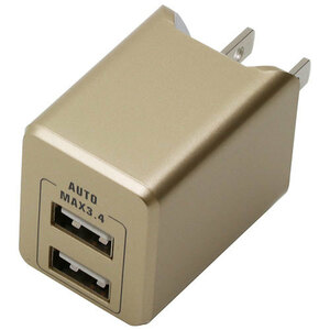 【5個セット】BAUT PREMIUM USB2ポートAC3.4A GD BAC2U34GDX5