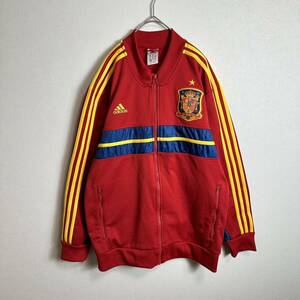 adidasアディダス　トラックジャケット　ジャージ　Oサイズ　XLサイズ　スペイン代表　サッカー　ヨーロッパ　無敵艦隊　y2k 赤