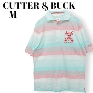 未使用　CUTTER＆BUCK　シャリ感　綿　麻　コットンリネン　メンズM　ポロシャツ　カッター&バック　230614-04