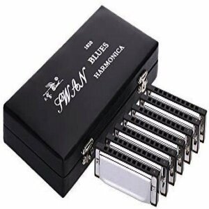 高品質 Swan Harmonica セット 7個 ブルースハープ ハーモニカ オルガン セット10穴 ボックス付き 音楽 教育 プレゼント