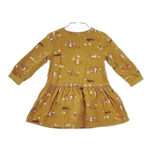 5-0119M∞PETIT BATEAU うさぎ柄 コーデュロイ 24m/86cm キッズ 子供服 ワンピース マスタード プチバトー 253464