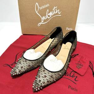 未使用 保管品 CHRISTIAN LOUBOUTIN クリスチャン ルブタン LACE 554 SPIKES FALT レース ポインテッドトゥ スパイク フラット パンプス 41