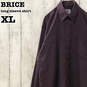 BRICE US アメリカ古着 刺繍ロゴ ポリエステル 長袖 ボタンダウンシャツ XL