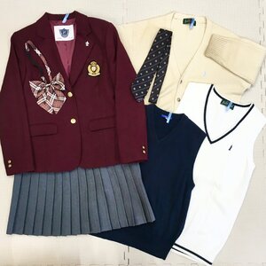 A1110/T47(中古/箱)女子学生品 7点 /私服校/自由制服/校章付き/M/L/11/W79/ブレザー/カーディガン/ベスト/スカート/ar CONOMI/EASTBOY/卒業