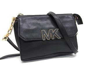 1円 MICHAEL KORS マイケルコース レザー ショルダーバッグ クロスボディ 肩掛け 斜め掛け レディース メンズ ブラック系 BJ5996