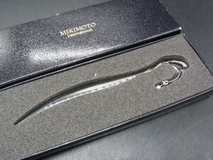 ■美品■ MIKIMOTO ミキモト 本真珠 アコヤ真珠 パール約2mm ブックマーカー しおり 栞 シルバー系 DG7261