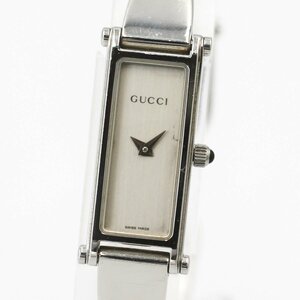 1円 稼働 良品 GUCCI グッチ 1500L バングルウォッチ QZ クオーツ シルバー文字盤 SS 腕時計 レディース スクエア ブランド 0414020240528