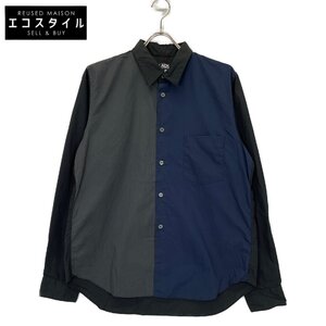 BLACKCOMMEdesGARCONS ブラックコムデギャルソン 1J-B005 ネイビー 長袖シャツ ネイビー L トップス コットン メンズ 中古