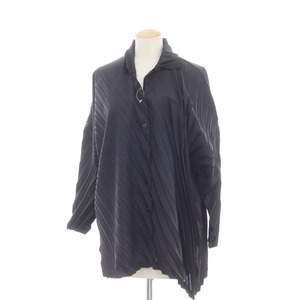 【中古】ミー イッセイミヤケ me ISSEY MIYAKE 2024年秋冬 ANGLE PLEATS SHIRT プリーツ加工 ブラウス ブラック【サイズ表記なし（M位）】