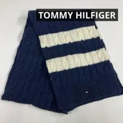 TOMMY HILFIGER マフラー　ケーブル　古着女子　ネイビー