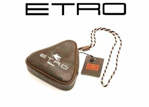 11万新品◆エトロ◆ペイズリーモチーフ トライアングルシルエット マルチユースポーチ 茶系マルチカラー【ETRO】1円