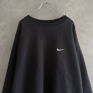 90s USA製 NIKE ナイキ Small Swoosh スウェットシャツ ブラックXL