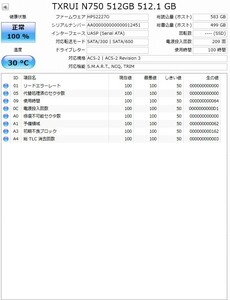 MSATA03 【中古・動作品】 TXRUI mSATA M.2 2280 512GB TXRUI N750