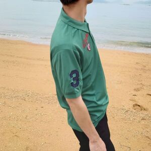 NewEdtion GOLF?? セレクト U.S.POLO ASSN. ゴルフ ポロ ワッペン ポロシャツ 夏 半袖シャツ・両胸ワッペン 袖#3 USPA-301 (グリーン,XL)