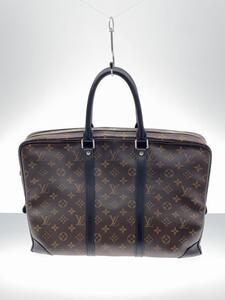 LOUIS VUITTON◆ポルト・ドキュマン・ヴォワヤージュ_モノグラム・マカサー_BRW/ブリーフケース/ブラウン/M40225//