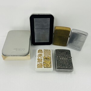 Z038-1003 ■▲ zippo ジッポ オイルライター 5点 火花有り 商売繁盛 まねきねこ クロス 十字架 無地 Tough シルバー ライター