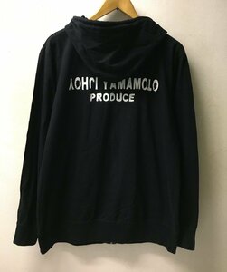 ◆YOHJI YAMAMOTO yohji yamamoto PRODUCE ヨウジヤマモト プロデュース 18ss バック　ロゴ HW-T96-991 天竺 ジップ パーカー 黒 サイズ3