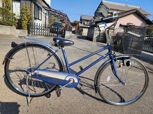 手渡し限定 Maruishi NAPORI 丸石自転車 ナポリ 希少品 80s レトロ 26インチ ヴィンテージ 前カゴ後ろ荷台付 6ギア 青