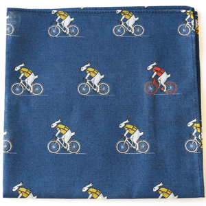 ハンカチ プレゼント 手拭き ギフト ロードバイク うさぎ柄 自転車 自転車柄 うさぎ 綿100% 日本製 男性用 自転車とウサギ