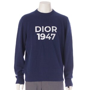 【ディオール】DIOR　メンズ 1947 ロゴ カシミヤ×ウール 長袖 ニット セーター 413M653AT759 ネイビー M 【中古】【正規品保証】205390