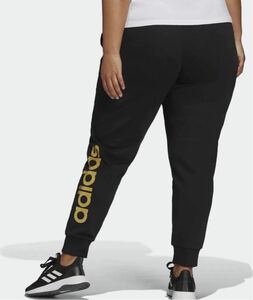 4X 新品 adidas アディダス レディース プラスサイズ エッセンシャル フレンチテリー ロゴパンツ スウェットパンツ ジョガーパンツ 黒