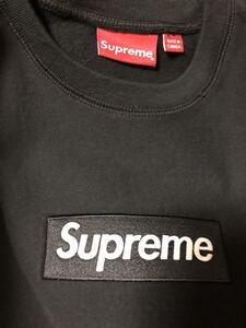 S 黒 国内正規 18aw Supreme box logo crewneck BLACK ブラック シュプリーム ボックスロゴ クルーネック