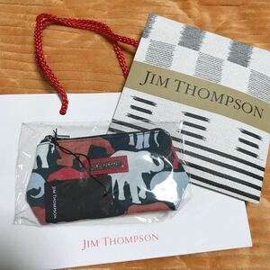 未使用 JIM THOMPSON ミニサイズ ポーチ 象 ゾウ ジム トンプソン 小銭入れ 小物入れ コインケース 化粧ポーチ ギフト ショップ袋付 お土産