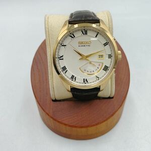 稼働品 SEIKO KINETIC セイコー キネティック 5M84-0AE0 5N0496 自動巻き ゴールド 白文字盤 