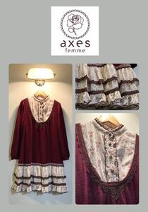 お気に入りを手放します！【axes femme 】お洒落で可愛いワンピース☆入手困難☆ワイン☆アクシーズ王道