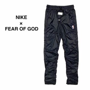 ☆良品 ナイキ × フィアオブゴッド 別注 NBA ナイロン ウォームアップ パンツ 黒 NIKE FEAR OF GOD コラボ FOG エッセンシャルズ