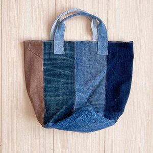 K-10 デニムバケツバッグ パッチワーク ミニトートバッグ リメイク デニムバッグ Bag ハンドメイド キャンバス